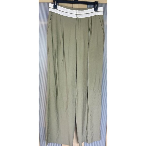 WAYF Women's High Waisted Green Wide Leg Pants Sz S 30” Casual Travel Streetwear - Picture 1 of 6